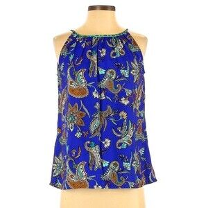 LOFT Top woman’s Blue Paisley sleeveless halter top xsmall